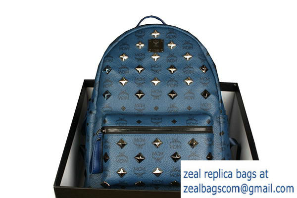 High Quality Replica AAAAAAAA Quality MCM Stark Backpack mini in Calf Leather 8031 RoyalBlue